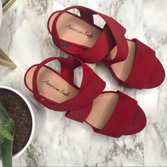 American Eagle Outfitters Shoes - AMERICAN EAGLE: red wedge sandals 👡